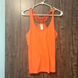 💥Buy 2 Get 1 Free💥 Orange Lace Back Tank Top